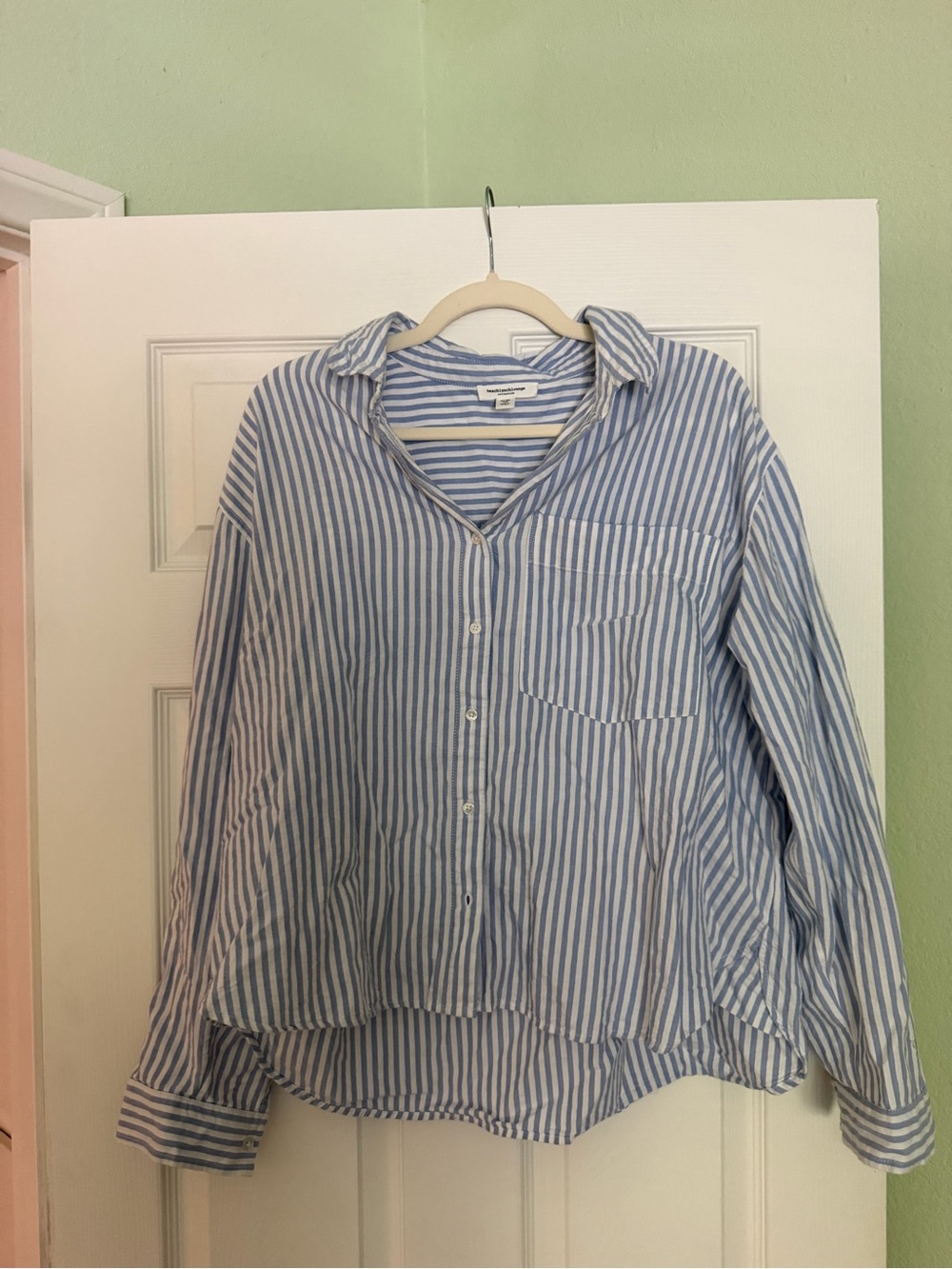 beachlunchlounge Light Blue & White Striped Button-Down Shirt